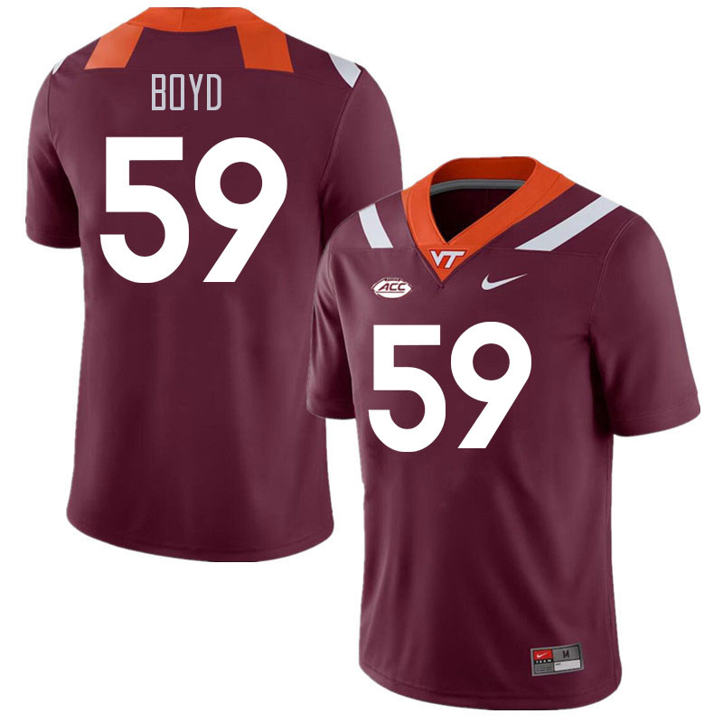 Men #59 Chris Boyd Virginia Tech Hokies College Football Jerseys Stitched Sale-Maroon